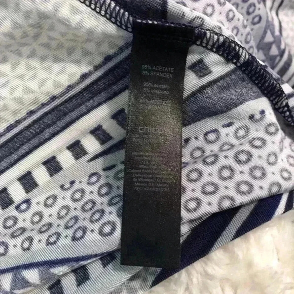 Chicos Travelers Women’s size 2 (Large) Blue and Gray Jacket Top Geometric Print - Picture 4 of 5